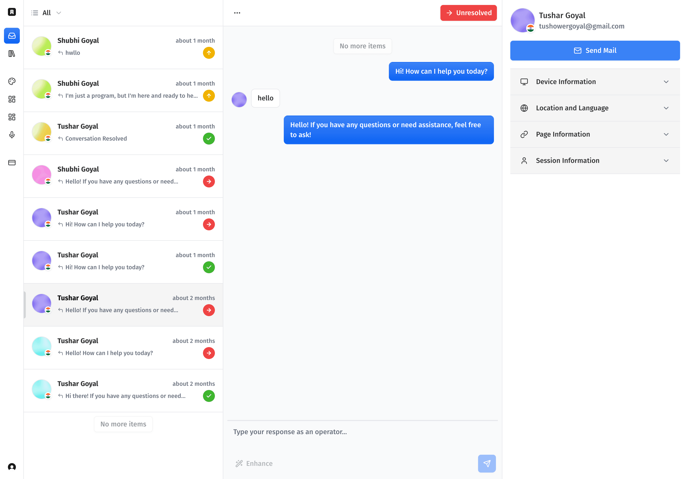 Sahai operator dashboard